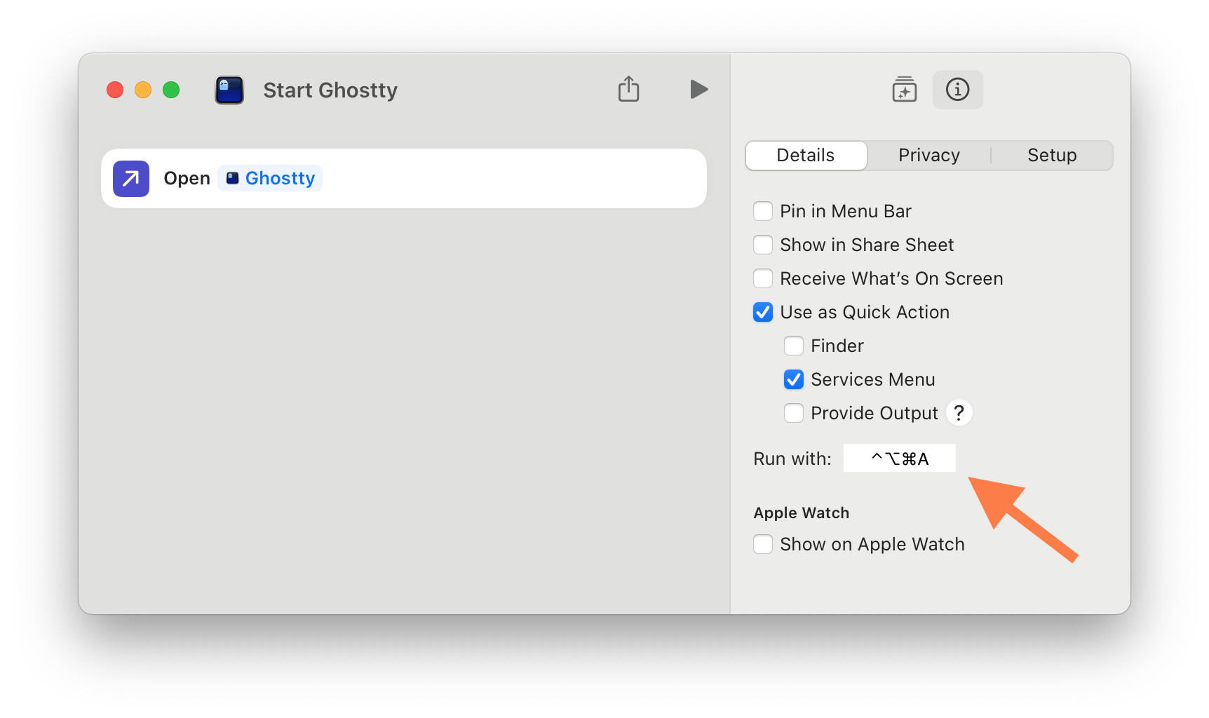 Shortcut to start Ghostty with a globally available keyboard combination