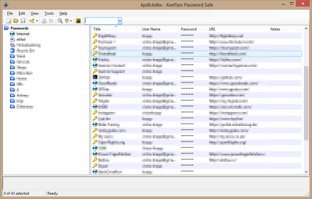 KeePass main window on Windows