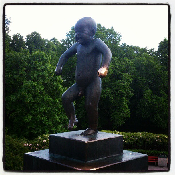 Furious baby. Vigeland park in Oslo.