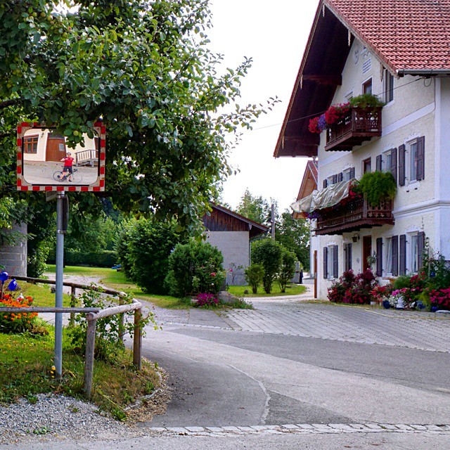 Typical Bavarian village. Spot the cyclist!