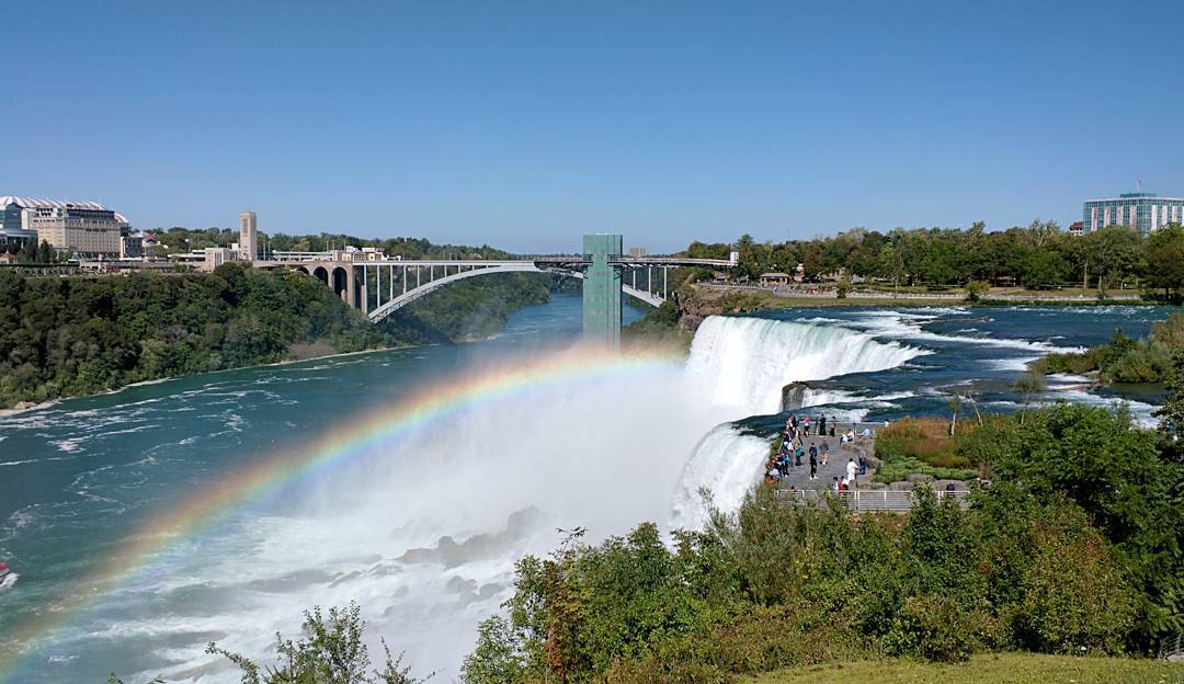 On the left side it is Canada, connected to US with Rainbow bridge in the background.