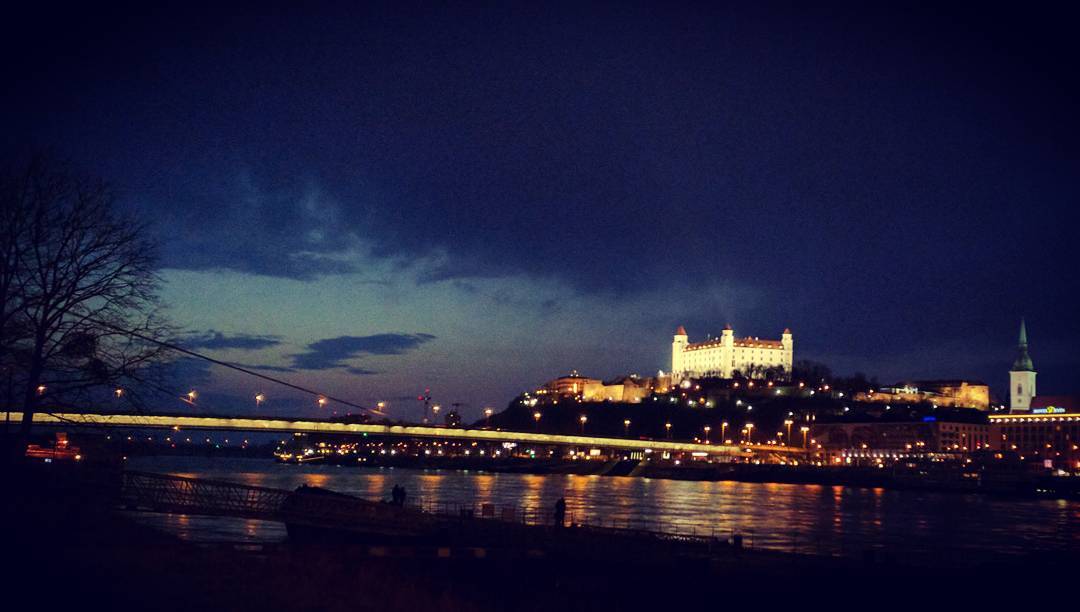 Bratislava castle by night.
