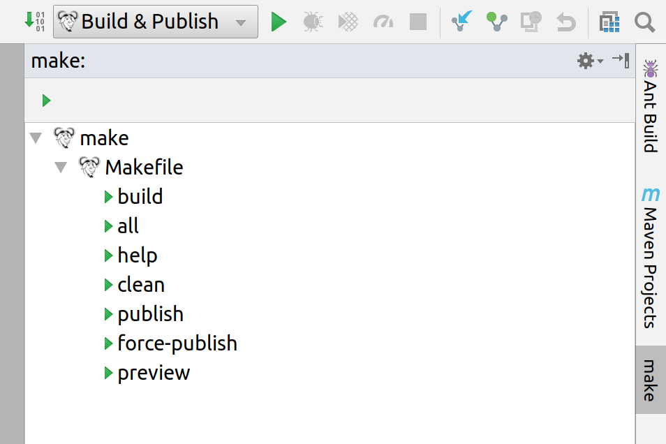 Makefile tool window